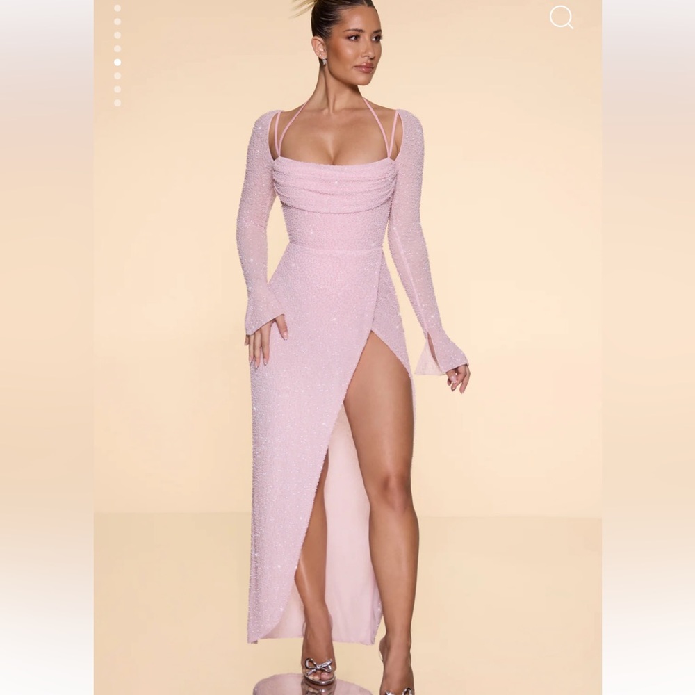 Oh Polly Ehampel Embellished Cowl Neck Maxi Dress